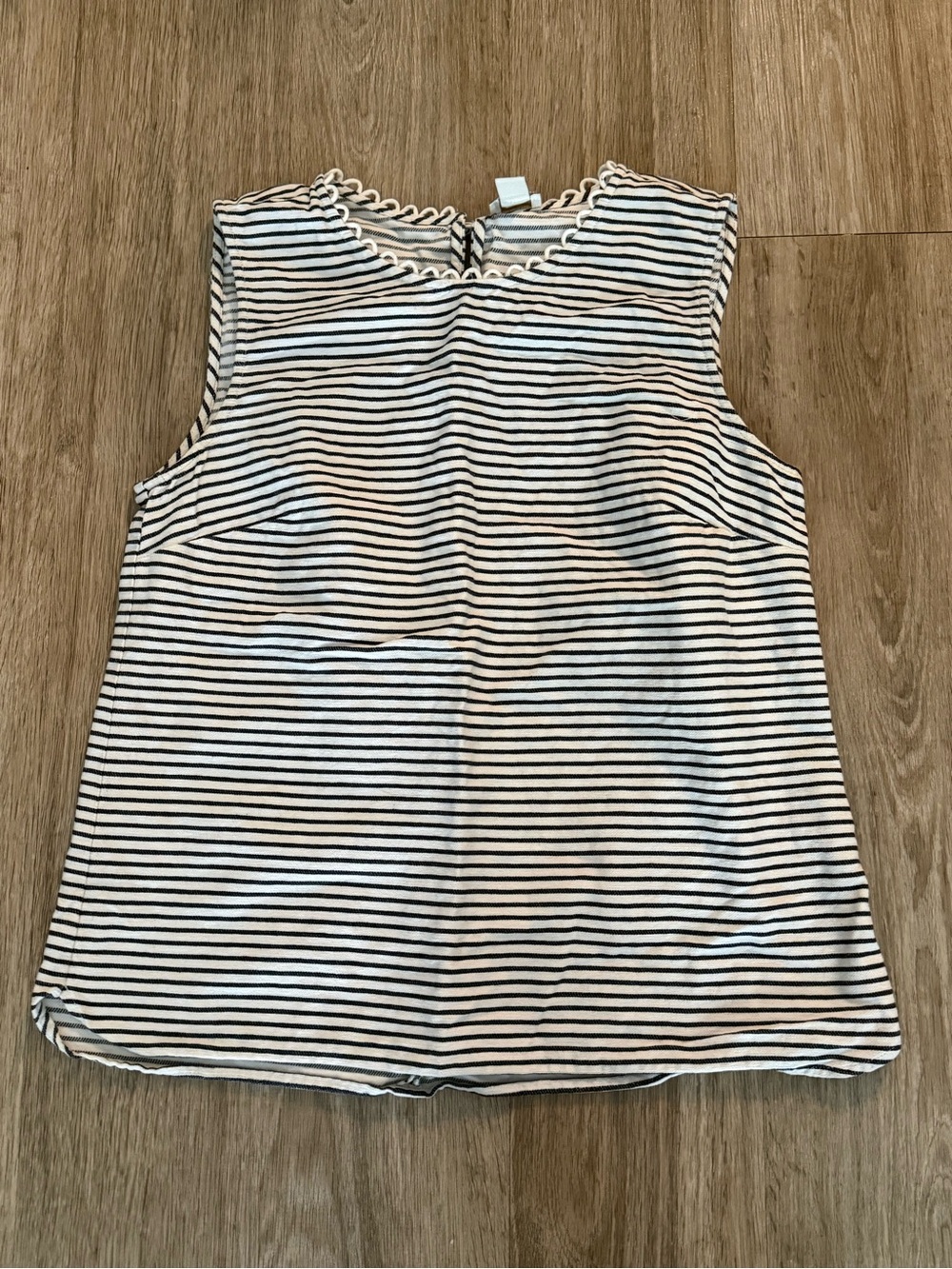 J.Crew Womens 8 Navy White Striped Cotton Sleeveless Top Preppy Coastal G3627